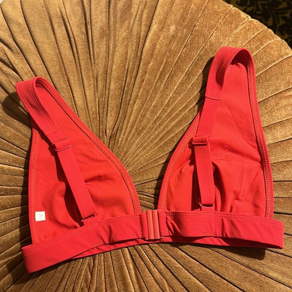 Zimmermann Red Tri Plunge Top & High Waist Bikini Set w/ Lace Up Side - Picture 7 of 9